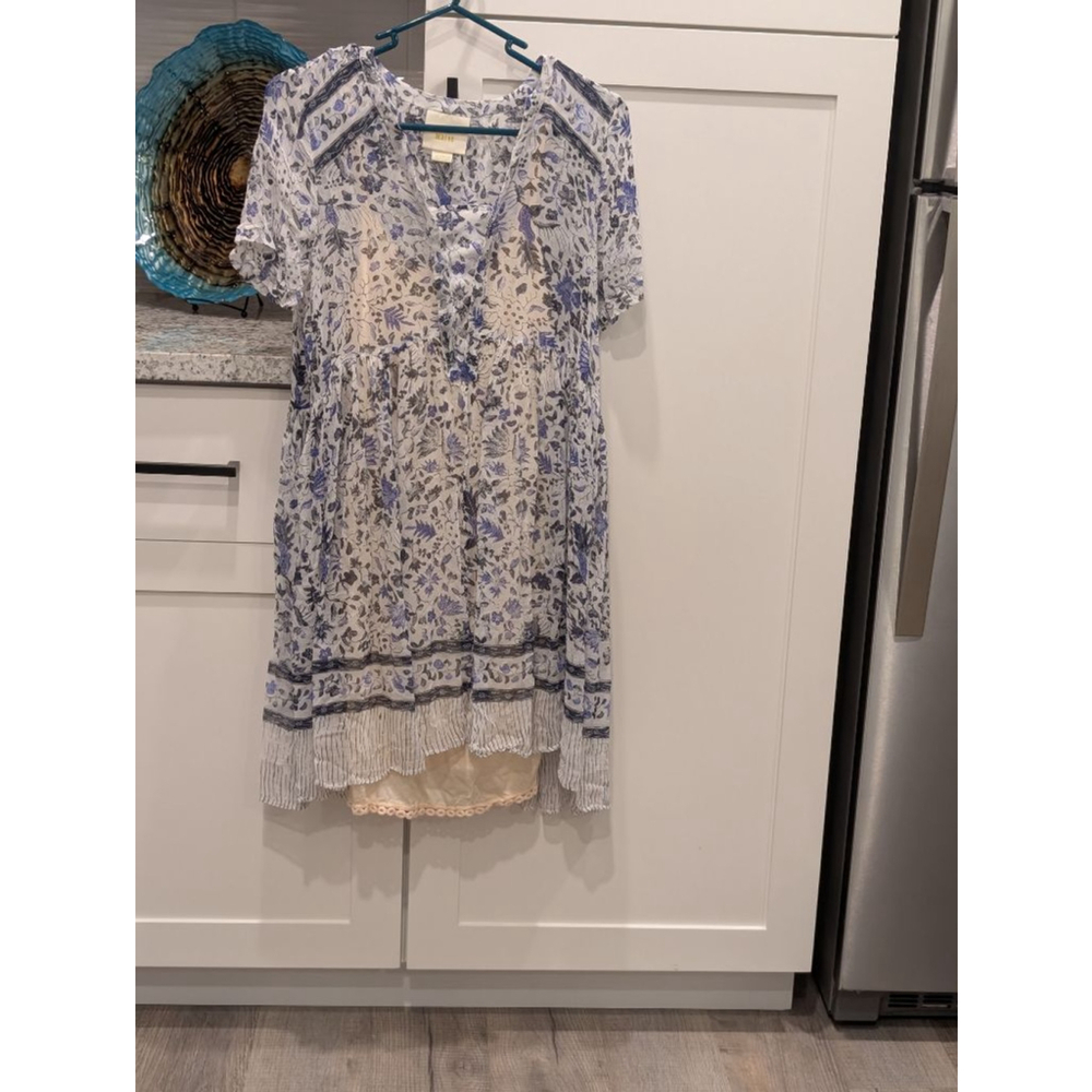 Women's Maeve Floral Print Mini Dress Size 2 White Blue